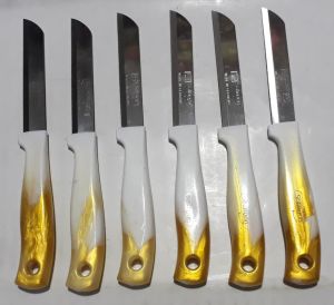 Orijinal Alman Solingen Testere Ağızlı Simli Altın Sap 19cm 6lı
