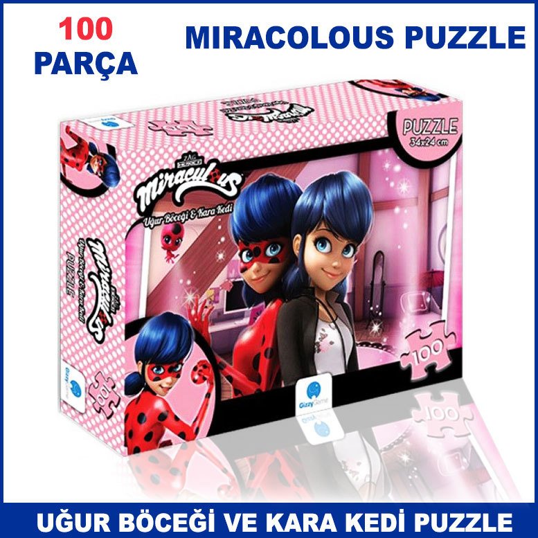 100 Parça Miracolous Puzzle - Uğur Böceği ve Kara Kedi Puzzle Çocuklarda Zeka Gelişimine yardımcı Orjinal Lisanslı Çocuk Puzzle