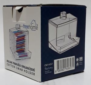 9x9x7 Ebatlarında Freehome Kulak Pamuğu Kapaklı Organizer Kulak Pamuklarınızı Koyup Rahatça Alın