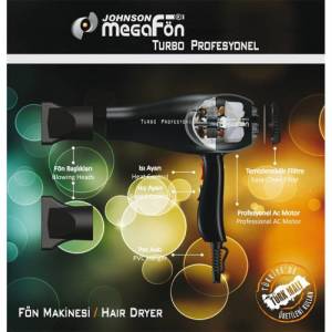 Johnson MegaFön Turbo Profesyonel 2400watt Kuaför Tipi Profesyonel Saç Kurutma Fön Makinesi