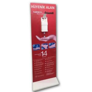 Dezenfektan Makinesi Dahil Demonte Ahşap Dezenfektan Standı 140x40 Şık Tasarım Dezenfektan İstasyonu