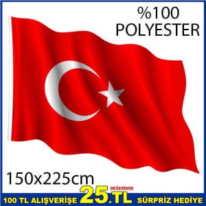 1. KALİTE POLYESTER KUMAŞ TÜRK BAYRAĞI 150x225cm