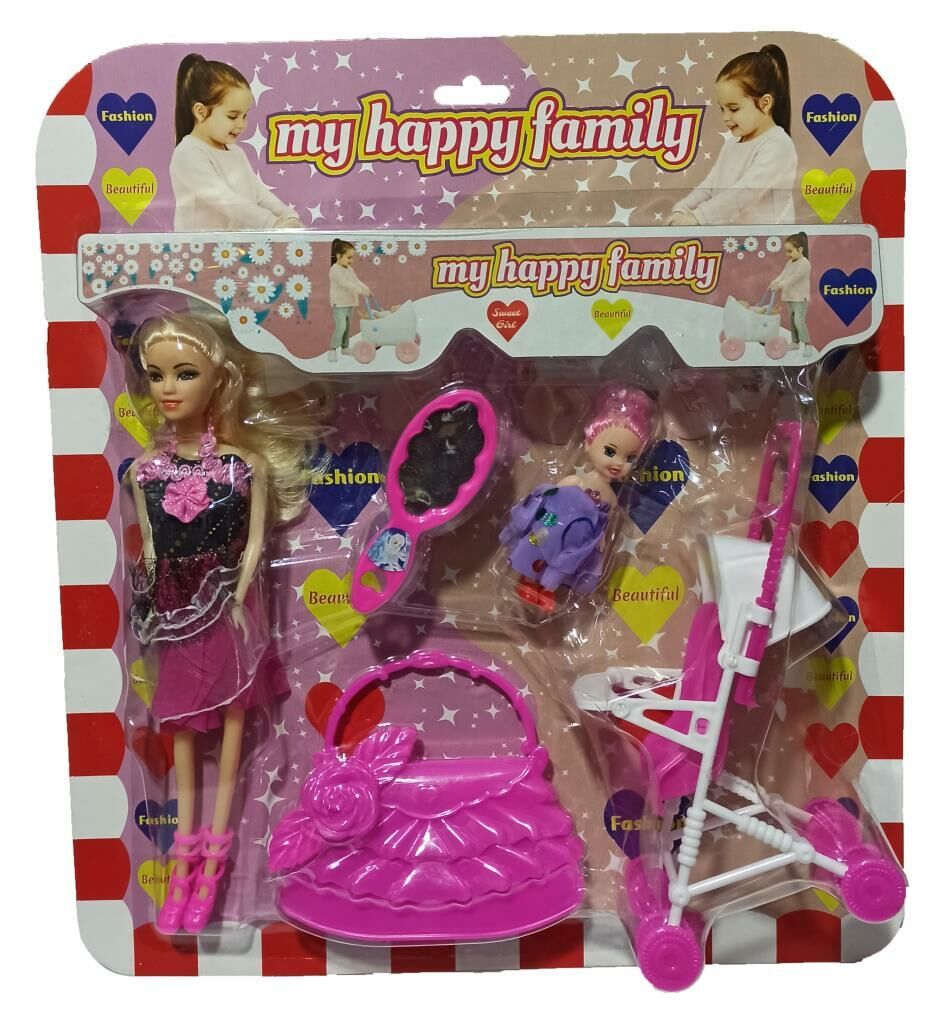 Benim Mutlu Ailem 5 Parça Plastikten Oyuncak Seti 29cm Bebekli