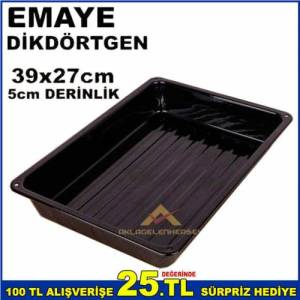 Siyah Emaye Fırın Tepsisi 39x27cm Dikdörtgen İç Ve Dış Yüzeyi Sağlıklı Emaye Kaliteli Fırın Tepsisi