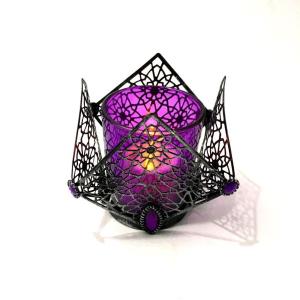Şık Dizayn Dekoratif Ferforje Metal İşleme Tealight Mumluk Şamdan