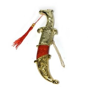 Dekoratif Kurt Başlı Hançer Hediyelik Osmanlı Kaması 34 cm Boy Dekoratif Büyük Boy Hançer