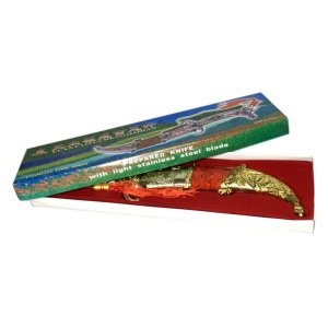 Dekoratif Kurt Başlı Hançer Hediyelik Osmanlı Kaması 34 cm Boy Dekoratif Büyük Boy Hançer