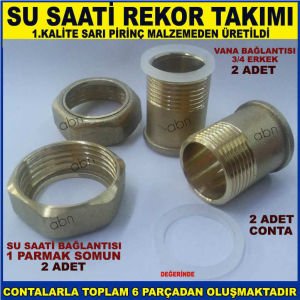SU SAATİ MONTAJI İÇİN PİRİNÇ REKOR TAKIMI ÖMÜR BOYU GARANTİLİ,CONTALARLA BİRLİKTE 6 PARÇADAN OLUŞUR