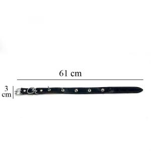 Gerçek Deriden Üretim Krom Çivili Köpek Tasması 61cm Kurt Tasması