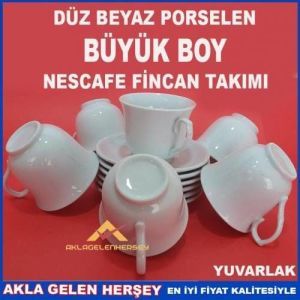 DÜZ BEYAZ PORSELEN BÜYÜK BOY KARE FİNCAN TAKIMI