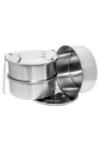 Paslanmaz Çelik 17x7cm 3 Kaplı Isıtılabilir Sefer Tası 4-5 Kişilik Yemek Taşıma Kabı 1000ml x3=3 LT
