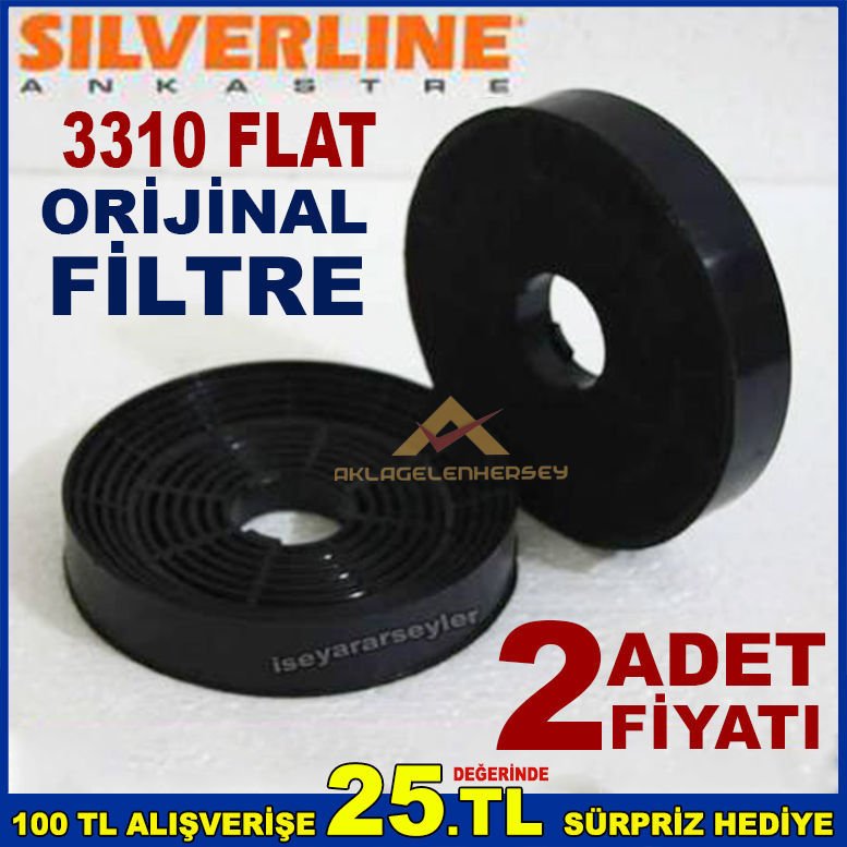 SİLVERLİNE 3310 FLAT ANKASTRE DAVLUMBAZ FİLTRESİ 3310 FLAT ASPİRATÖR KARBON FİLTRE