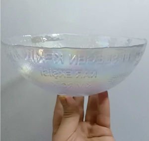 Dış yüzeyden kabarma yazılı organik cam 22cm büyük boy salata kasesi retro bowl kase all salad write