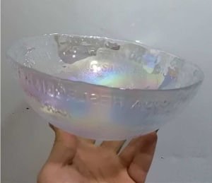 Dış yüzeyden kabarma yazılı organik cam 22cm büyük boy salata kasesi retro bowl kase all salad write