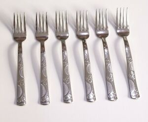 Paslanmaz Çelik Tatlı Çatalı Set Boncuk md 15cm 6 adet Orta Kalite Çatal Günlük Kullanıma Sofra Seti