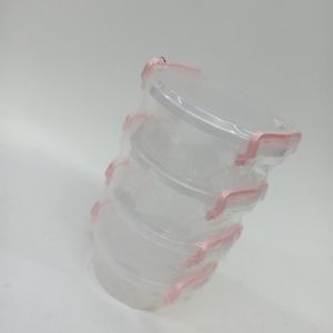 300 ml Plastik Renkli Kilit Kapaklı 4 Parçadan Oluşan Mini Saklama Kabı