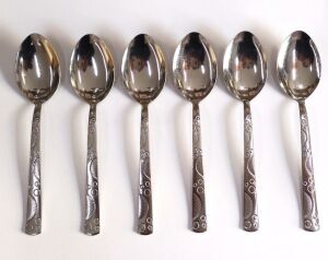 Paslanmaz Çelik Tatlı Kaşığı Set Boncuk md 15cm 6 adet Orta Kalite Kaşık Günlük Kullanıma Sofra Seti