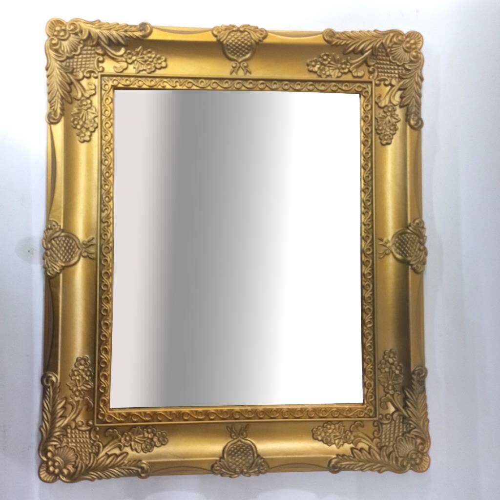 Gold Dekoratif Barok Tarzı Desenli Dikdörtgen Ayna 33 cm x 28 cm