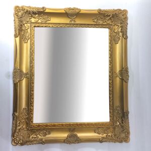 Gold Dekoratif Barok Tarzı Desenli Dikdörtgen Ayna 33 cm x 28 cm