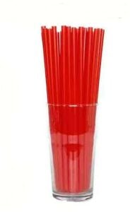 200 Adet 22 Cm Kırmızı Renk Düz Kalın Pipet