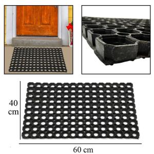 22mm Kalınlıkta Kauçuk Lastik Kapı Önü Paspası 60x40cm Dikdörtgen Petek Modeli Paspas