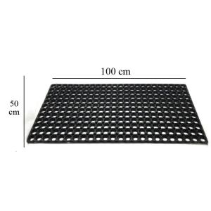 22mm Kauçuk Lastik Büyük Boy Kapı Önü Paspası 100x50cm Dikdörtgen Petek Modeli Paspas