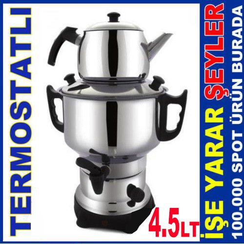 4.5 Lt Elektrikli Çelik Çay Semaveri Semaver Set