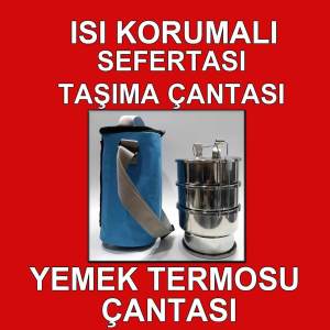 Termoslu Çanta Hediyeli 4lü Çelik Sefer Tası 2-3 kişlik 14x23cm Isı Koruyan Taşıma Çantası+Sefertası Sağlıklı Yemek Taşıma Seti