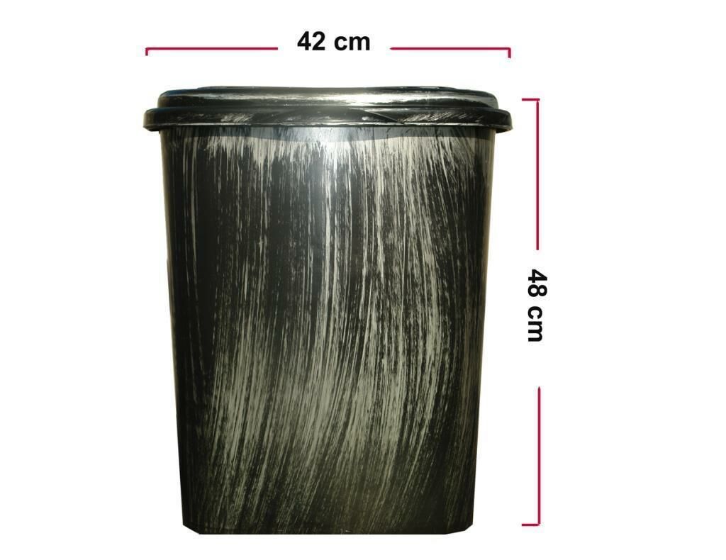 50x35x42 Gümüş Fırça Desenli Kirli Çamaşır Sepeti
