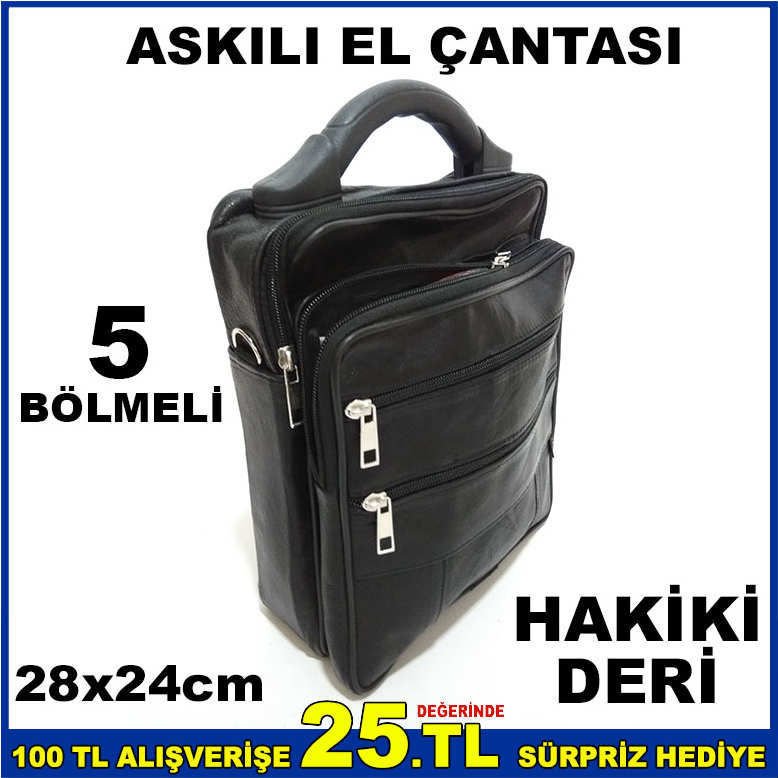 5 BÖLMELİ HAKİKİ DERİ ERKEK ASKILI EL ÇANTASI