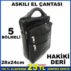5 BÖLMELİ HAKİKİ DERİ ERKEK ASKILI EL ÇANTASI