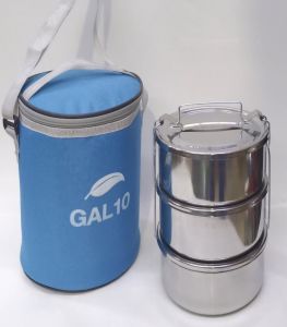 Termoslu Çanta Hediyeli 3lü Çelik Sefer Tası 2-3 Kişilik 14cm Isı Koruyan Taşıma Çantası + Sefertası