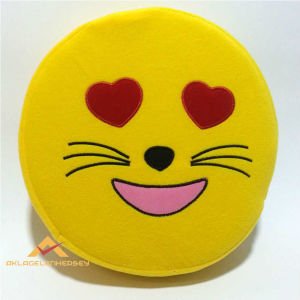 KALP GÖZLÜ DESENLİ SARI DEKORATİF EMOJİ YASTIK