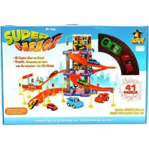 3 Katlı Trafik Aksesuarlı ve Arabalarıyla Beraber Super Garaj Set