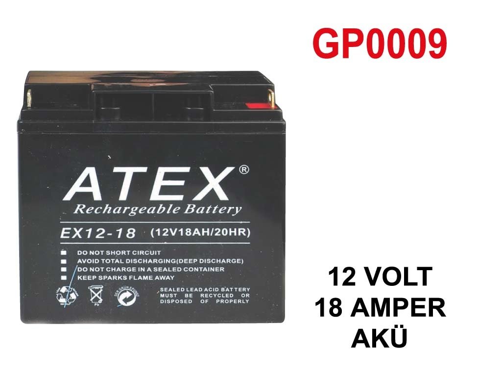 Atex Bakımsız Kuru Akü 12V 18Ah Kaliteli ve Garantili Şarj Edilebilir Akü