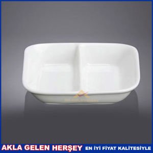 6 ADET 2 BÖLMELİ PORSELEN KARE MİNİ SOSLUK