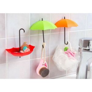 12 cm x 10.50 cm Yapışkanlı Anahtar Havlu Kemer Askısı Şemsiye Figürlü Askı 2 li
