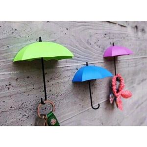 12 cm x 10.50 cm Yapışkanlı Anahtar Havlu Kemer Askısı Şemsiye Figürlü Askı 2 li