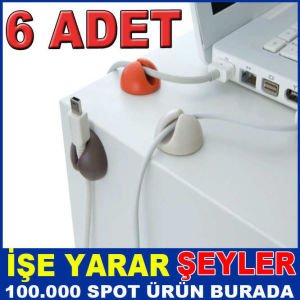 6'LI PLATOON YAPIŞKANLI KABLO TUTUCUSU