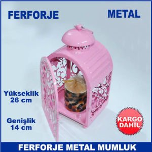 Büyük Motifli Ferforje Metal Mumluk - Tea Light Mumluk - Kafes Mumluk - Dekoratif Mumluk - Şamdan