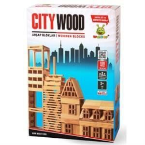 Wooden City 100 Parça Ahşap Eğitici Bloklar Seti KR101City Wood Hayal Gücü Genişleten Bloklar