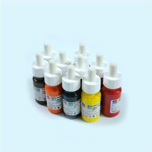 Damlalıklı Yeni Şişelerde 10 Karışık Farklı Renk Ebru Boya Seti - Südor Ebru Boyası 25 ml