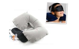 Seyahat Yastığı Göz Bandı Kulak Tıkacı 3lü Set