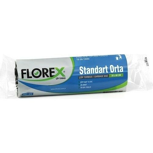 5 Rulo=Toplam 100 adet Standart Orta 55x60 Siyah Çöp Poşeti Tse Garantili 2 Kat Sağlam Çöp Torbası