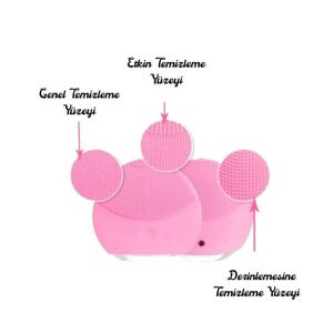 Forever Slikon Pembe Renk 8x8x3,5cm Cilt Temizleme ve Masaj Aleti Sağlığa Zararsız Maddeden Üretim