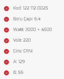 1950W Çamaşır Makinesi Rezistansı 220V 555x70mm Yerli Üretim Sağlam Ve Kaliteli Yap