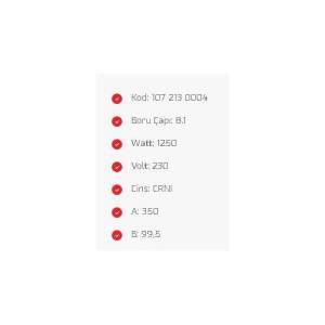1250W Sauna Rezidansı 220V 350x99mm Yerli Üretim Sağlam 