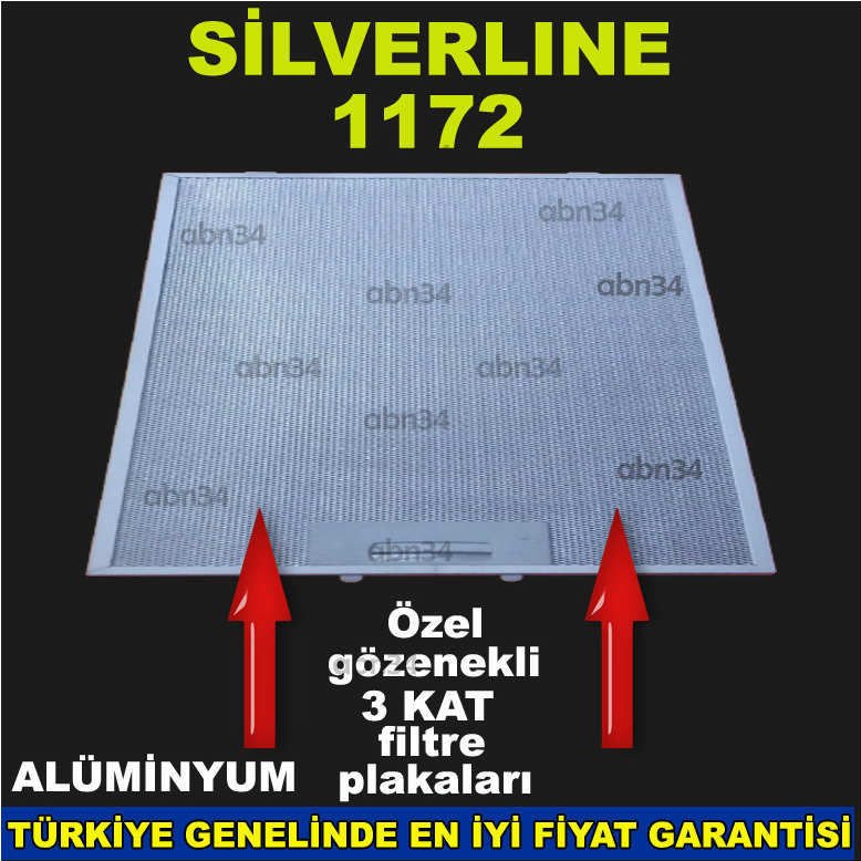 Silverline 1172 model Ankastre Filtresi Alüminyum Davlumbaz Filtresi Alüminyum Kartuş Filtre abn34