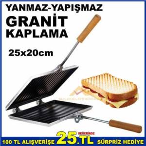 Taşhan Ocak Üstü İç Yüzeyi Granit Kaplama Yanmaz Yapışmaz Döküm Izgara Tost Makinesi yeni