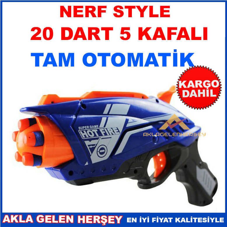 NERF STYLE 20 DART OTOMATİK 5 KAFALI TABANCA
